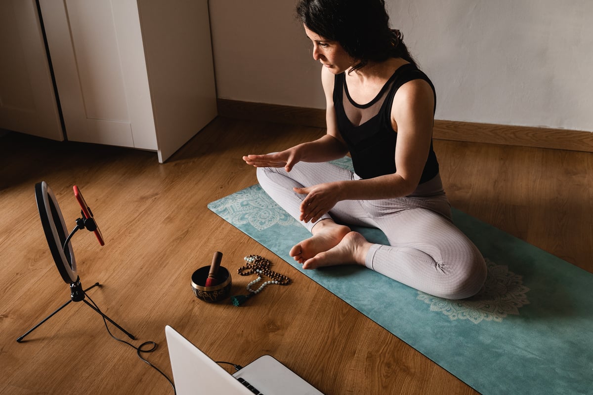 yoga teacher recording a YAPTA Taster